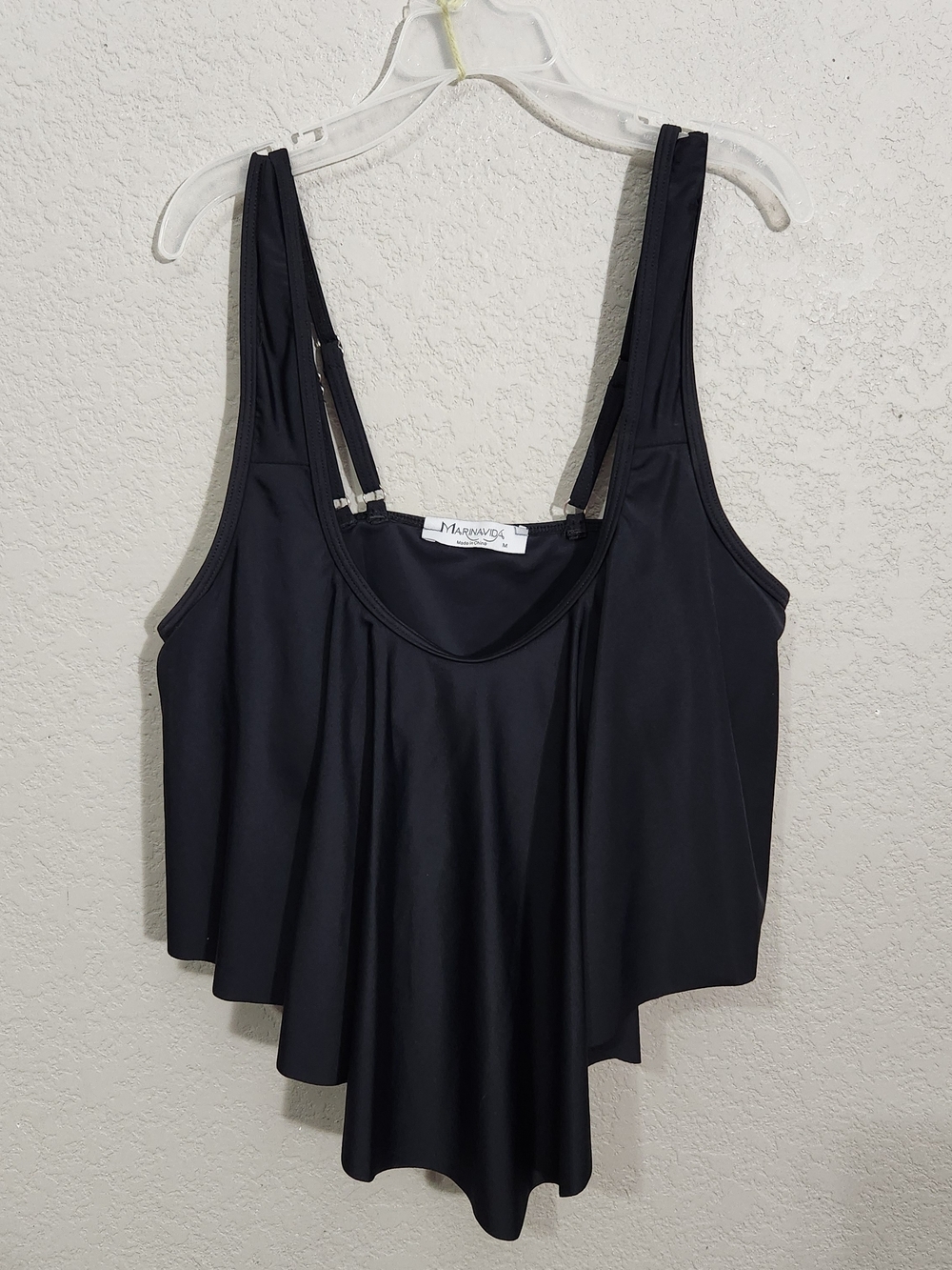 Marinova Black Flounce Swim Top Chic Ruffle Bikini Tank